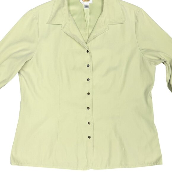 Women's TALBOTS Light Green Snap-Front Collared Shirt- Size‎ L - Picture 3 of 7